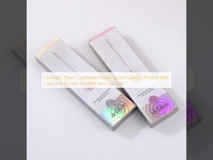 Cosmetic Silver Cardboard Paper Boxes Custom Printed With Logo For Eyelash Brushes And Lipsticks