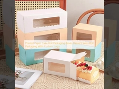 Printed Paper Cake Roll Packaging Boxes Dessert Swiss Roll Packaging With Custom Logo