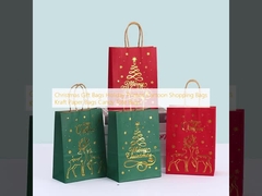 Christmas Gift Bags Holiday Printed Cartoon Shopping Bags Kraft Paper Bags Candy Tote Bags